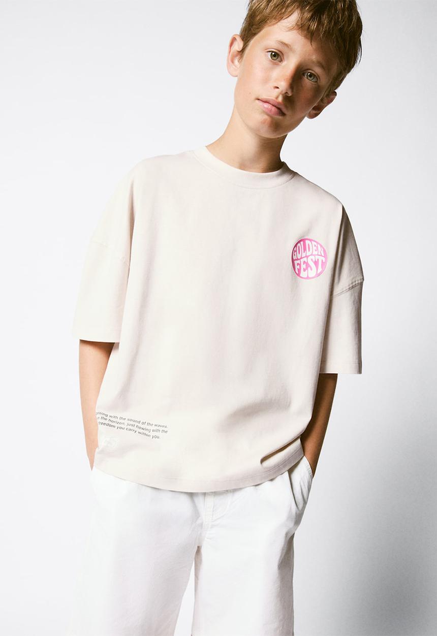MANGO - T-Shirt Golden - Light Beige