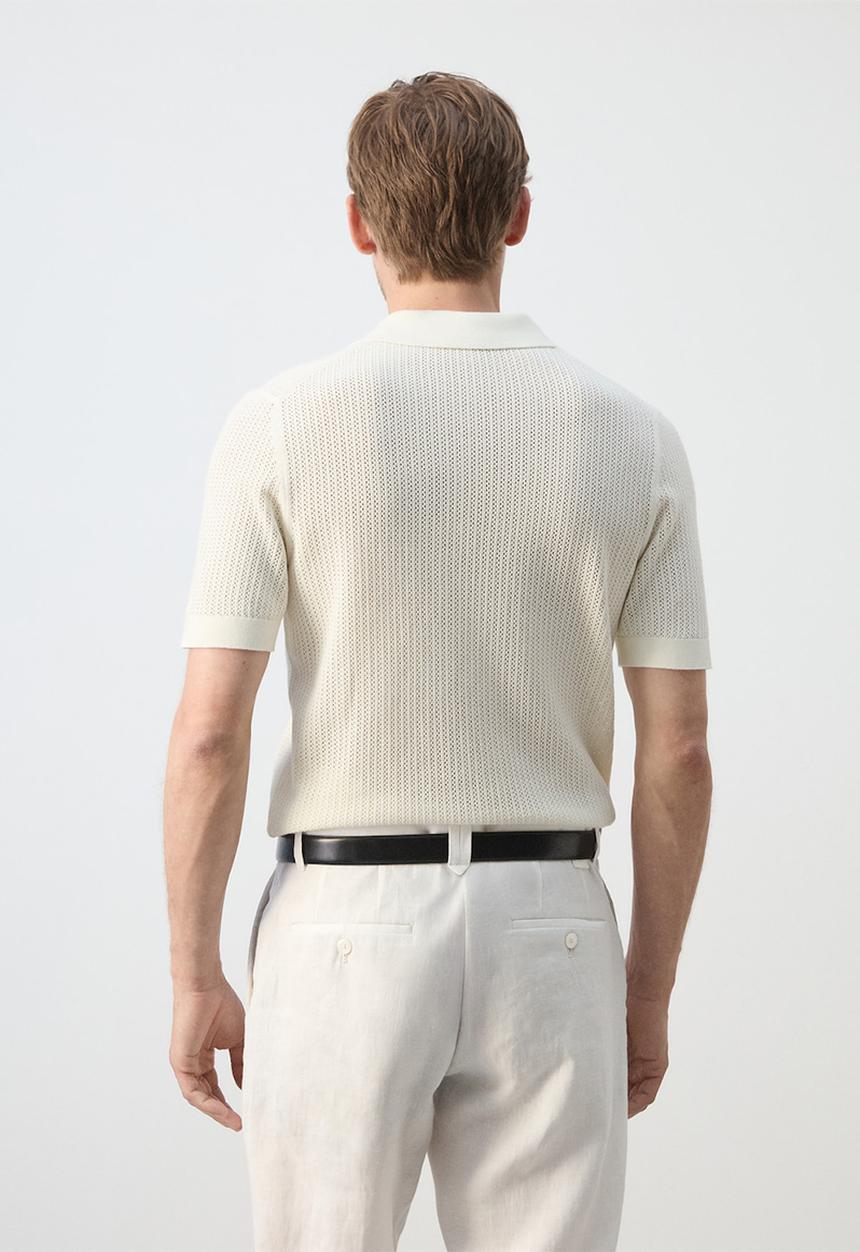MANGO - Poloshirt Pointele - Off white