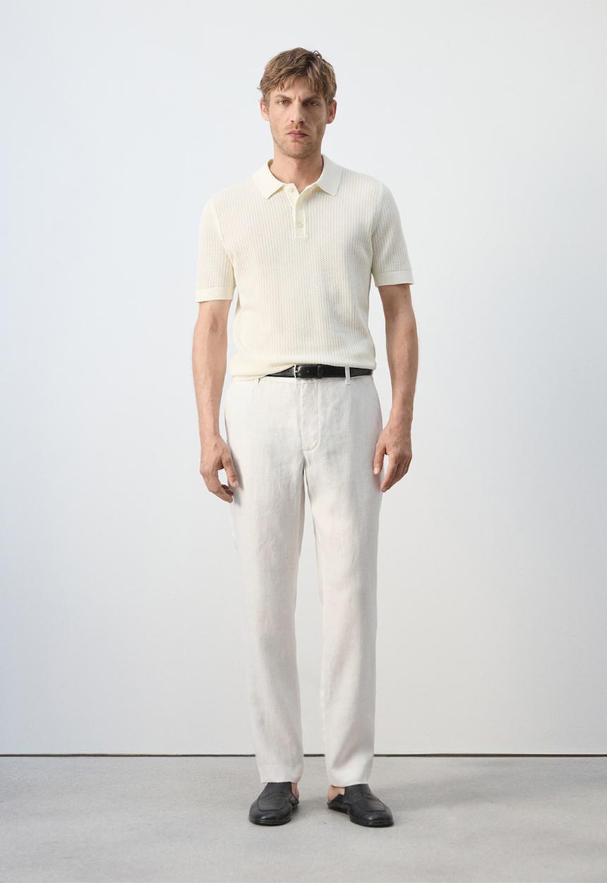 MANGO - Poloshirt Pointele - Off white