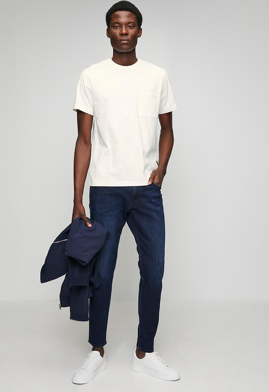 Replay - Jersey T-shirt with breast pocket and print - natural white