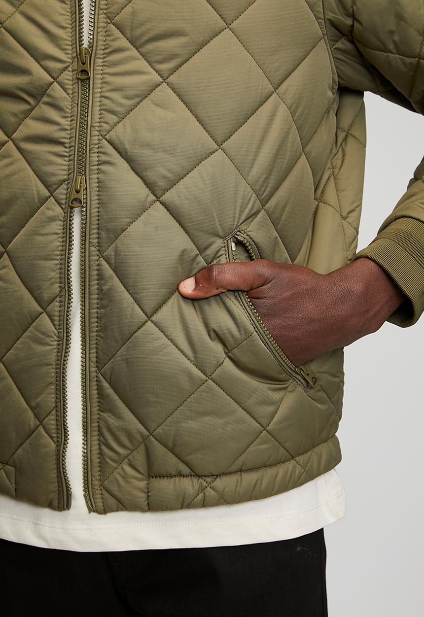 Replay - Regular fit quilted jacket - mud green