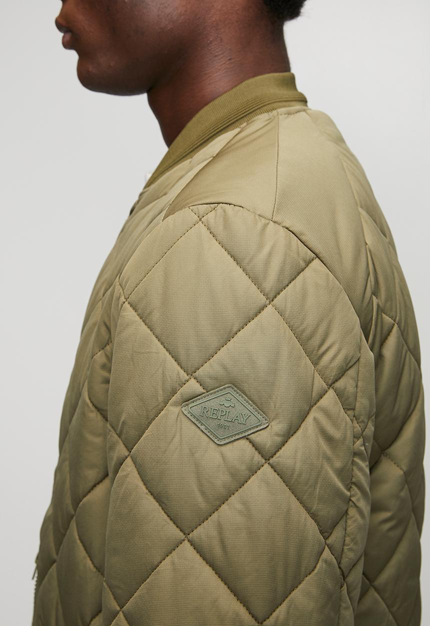 Replay - Regular fit quilted jacket - mud green