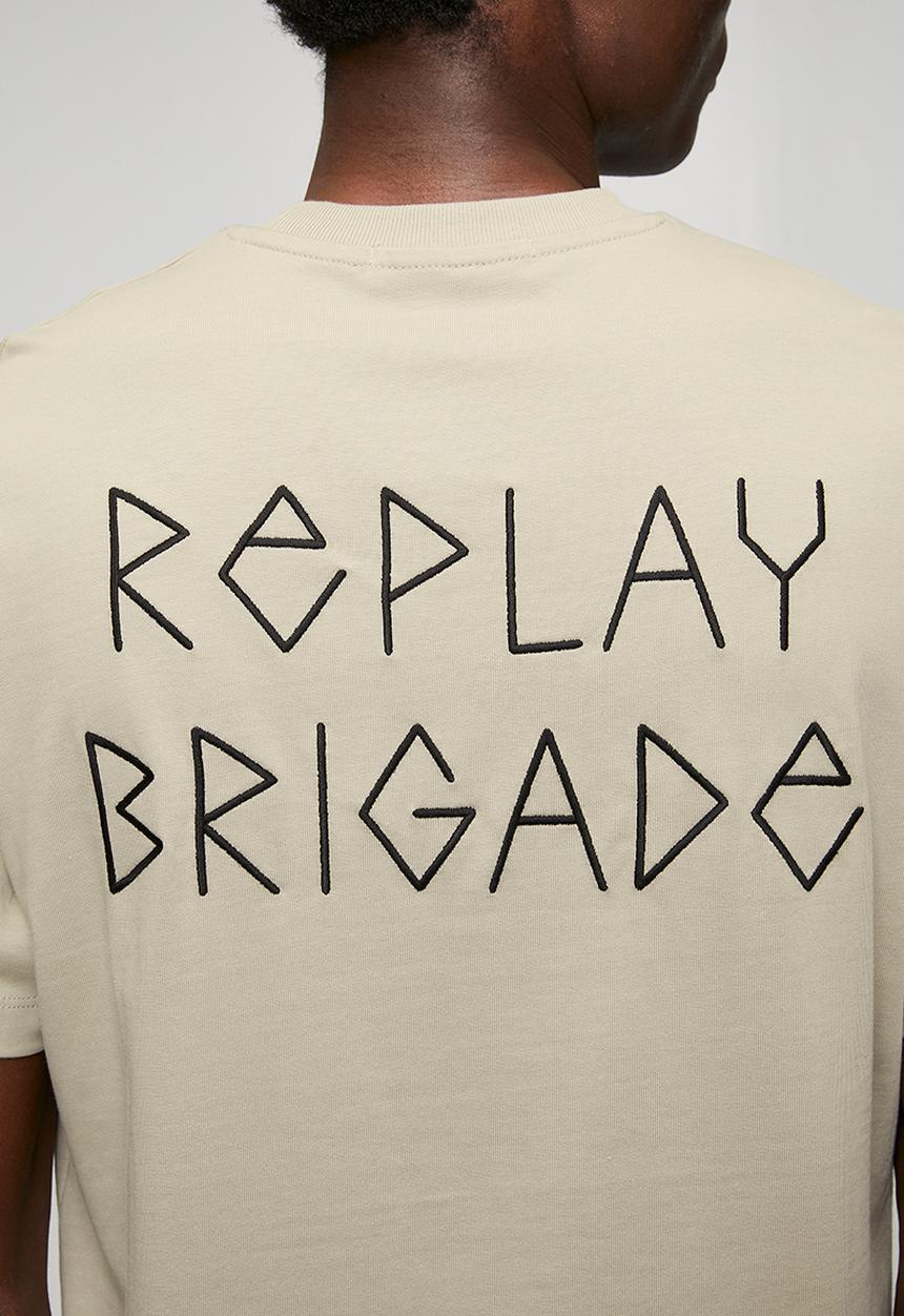 Replay - T-shirt with embossed-effect embroidery - sand
