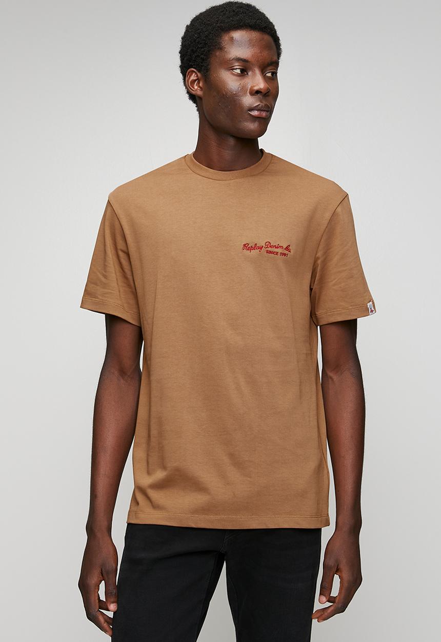 Replay - Jersey T-shirt with embroidery - brandy
