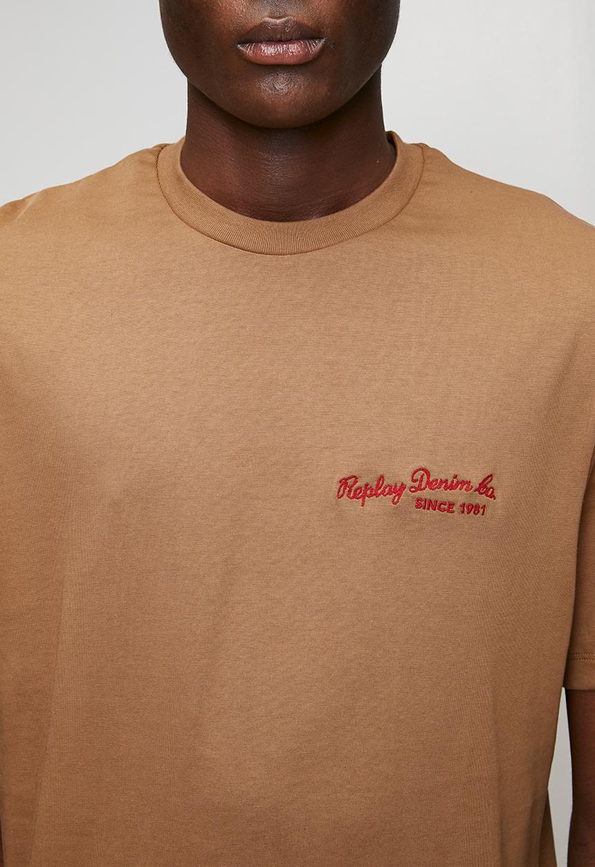 Replay - Jersey T-shirt with embroidery - brandy