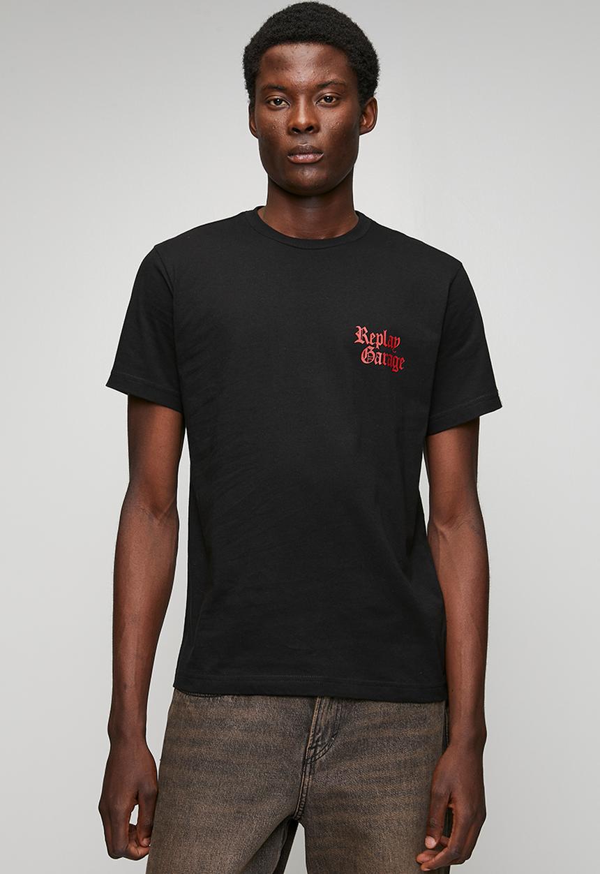 Replay - T-shirt with lettering - black