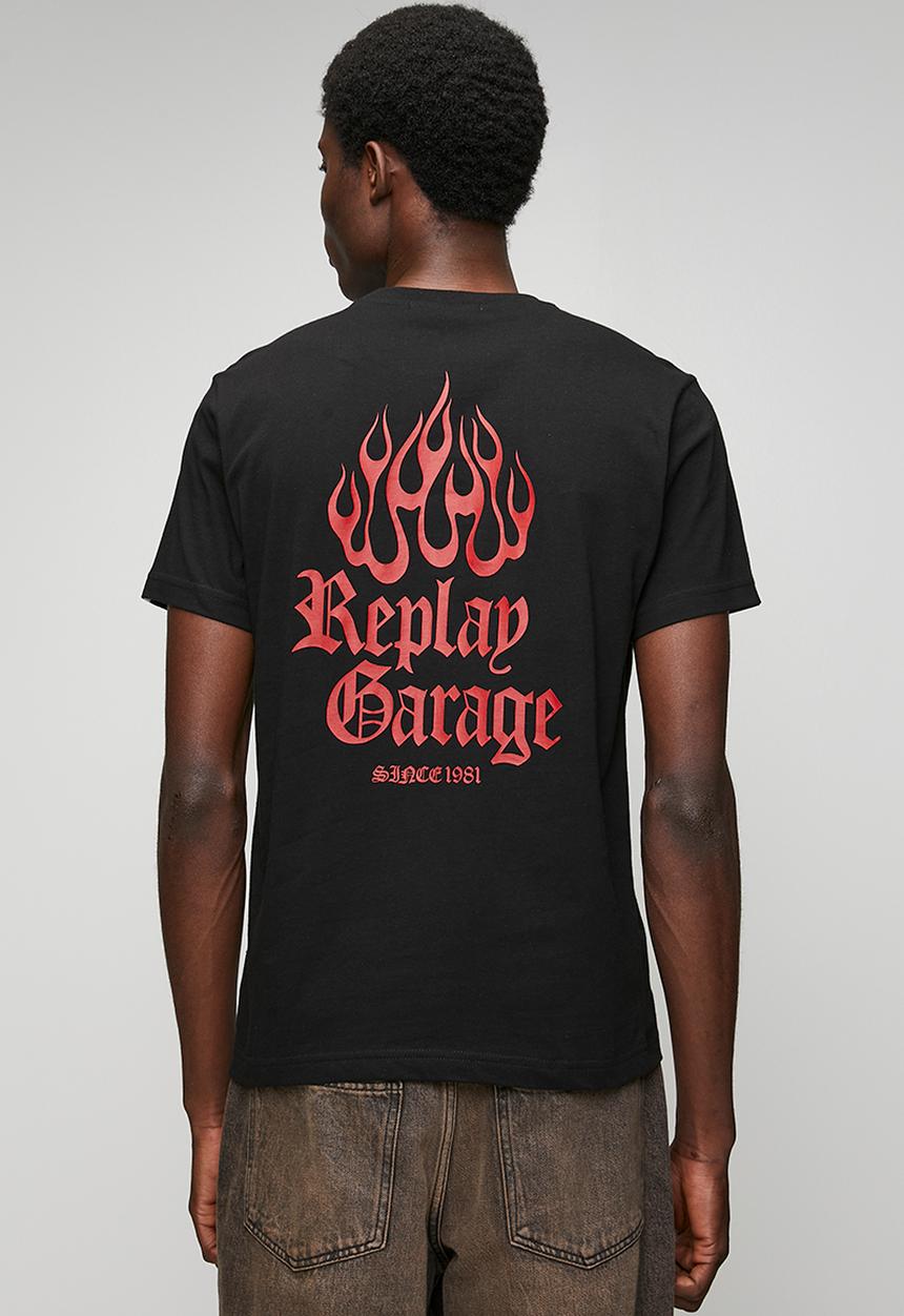 Replay - T-shirt with lettering - black