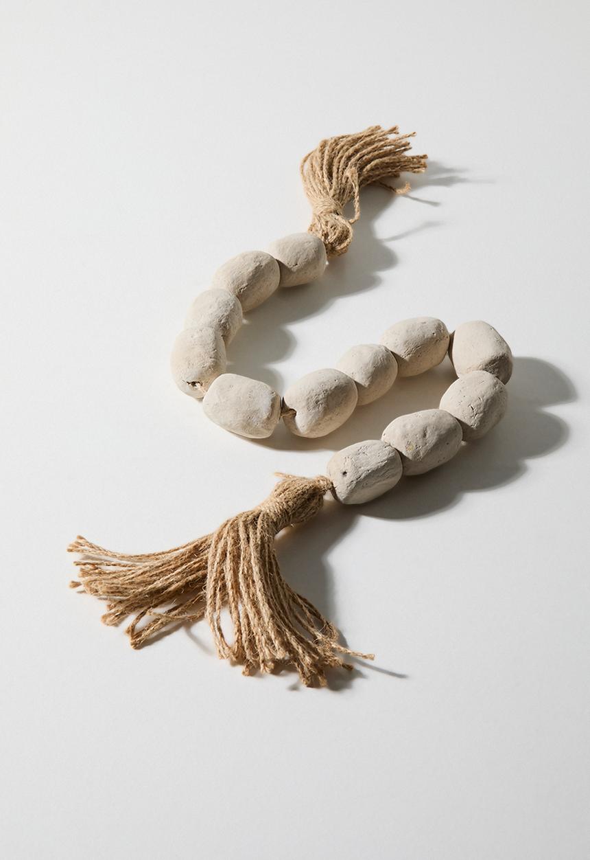 Sixth Floor - White Paper Mache Beads - white