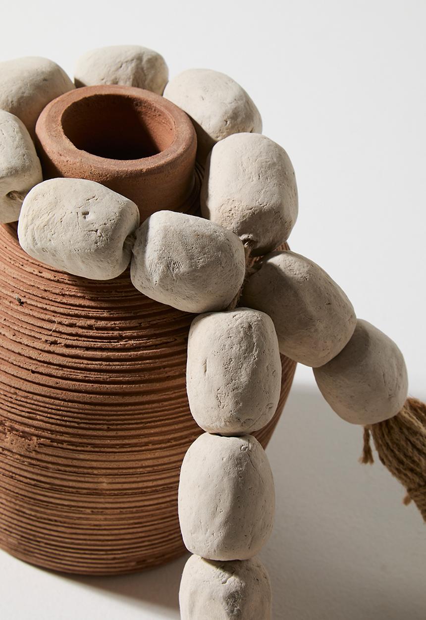 Sixth Floor - White Paper Mache Beads - white