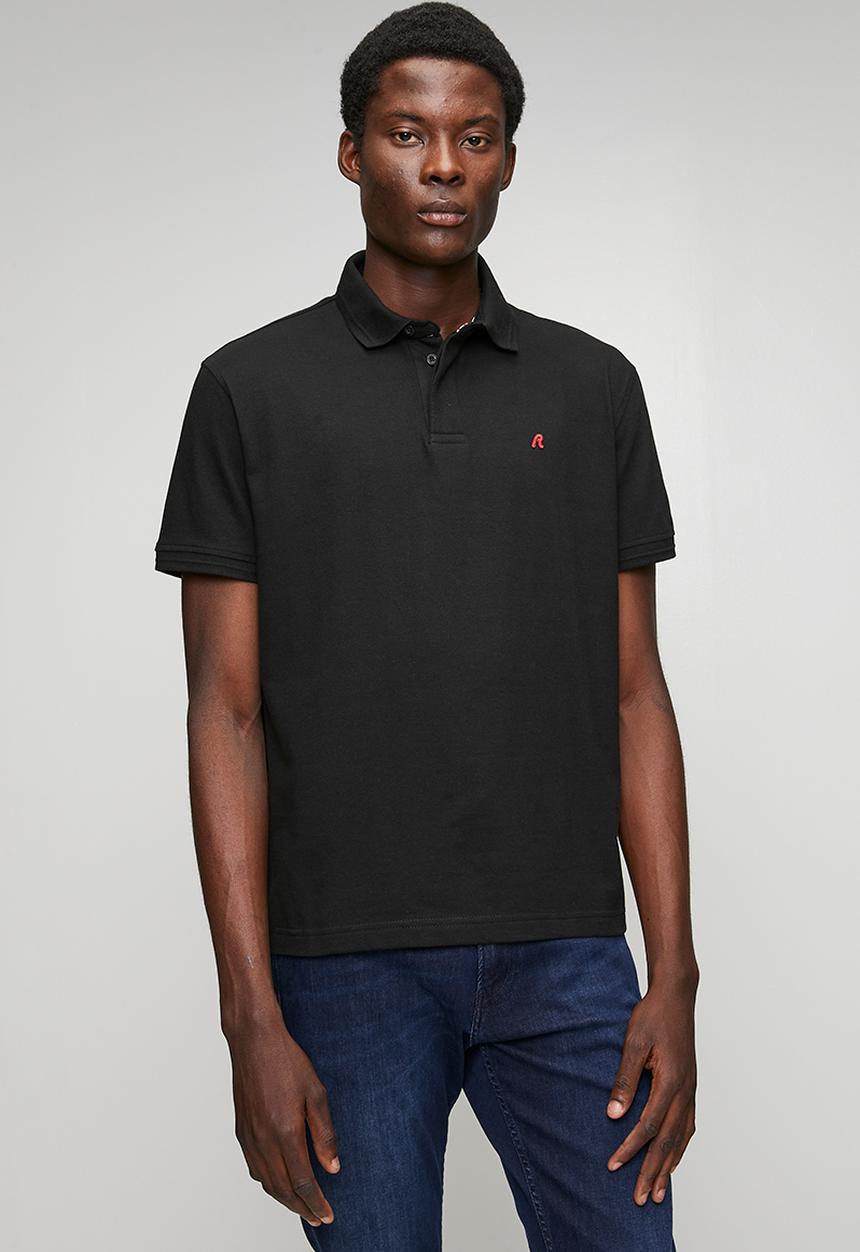 Replay - Cotton Blend Pique Polo Shirt - Black