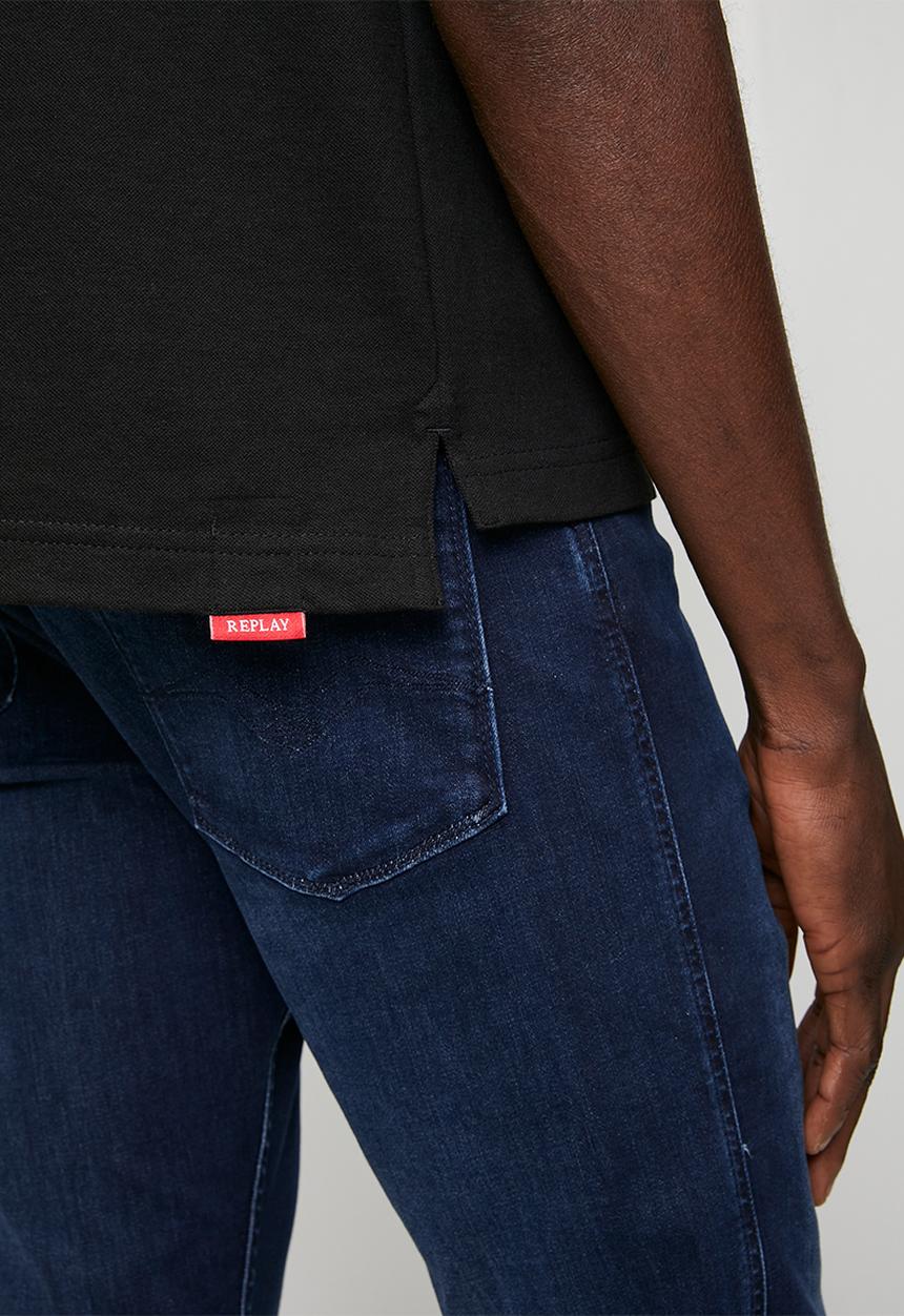 Replay - Cotton Blend Pique Polo Shirt - Black