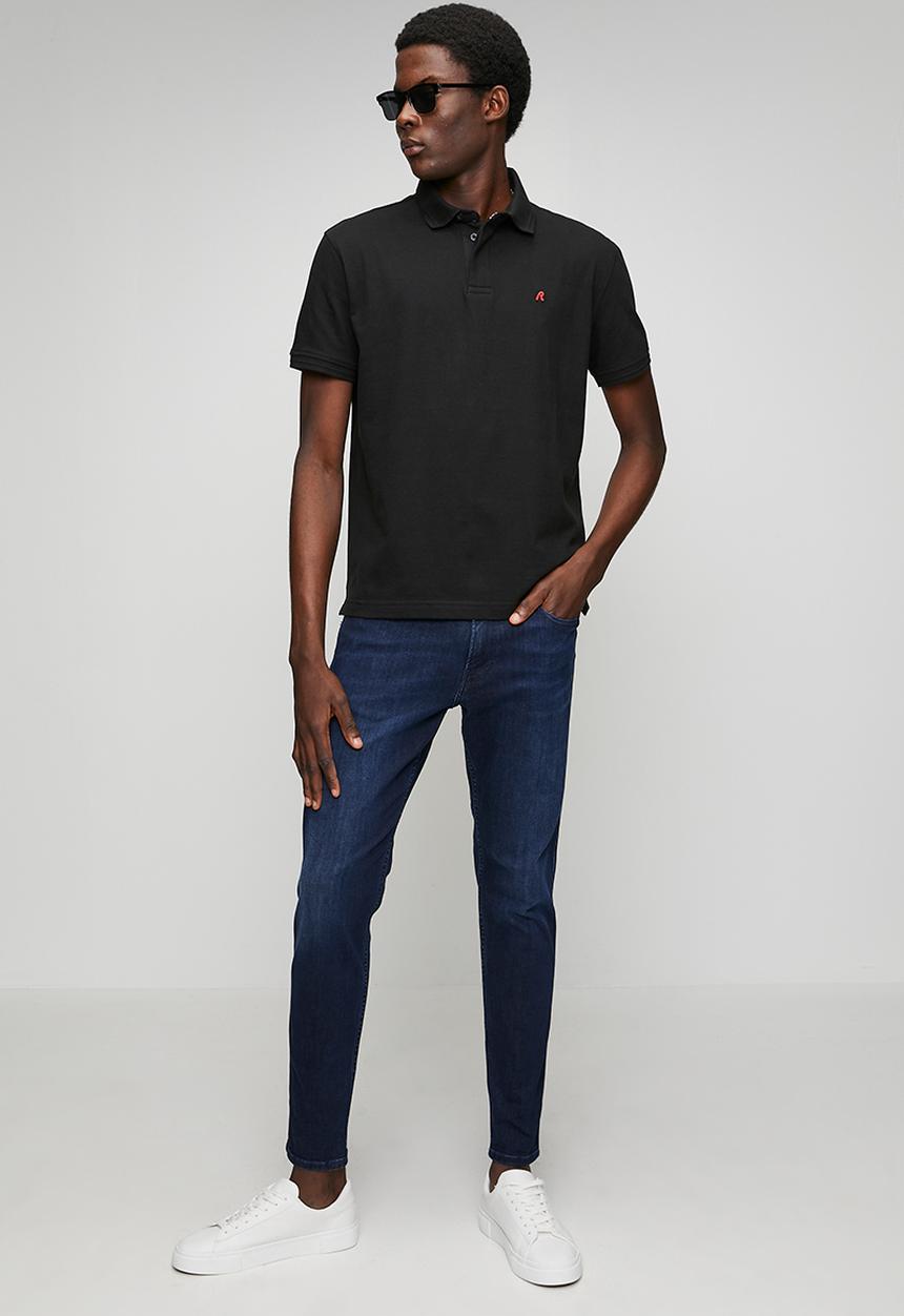Replay - Cotton Blend Pique Polo Shirt - Black