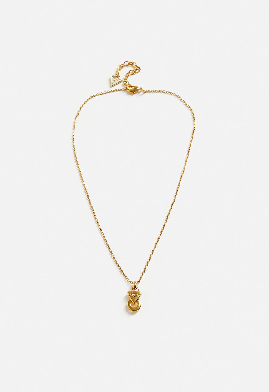 GUESS - Embrace Me -Triangle Circle Lock Necklace Sml - Gold
