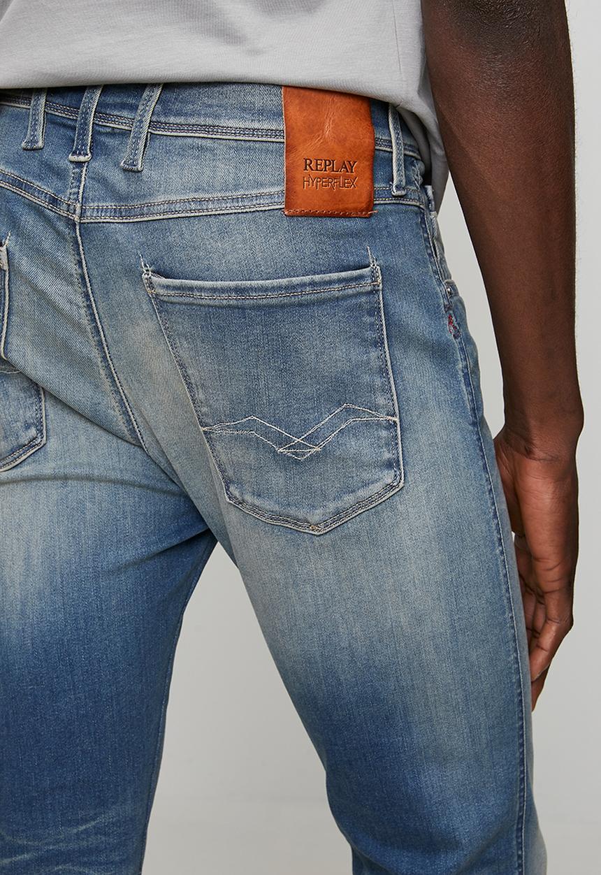 Replay - Hyperflex Stretch Anbass Slim-Fit Jeans - Medium Blue