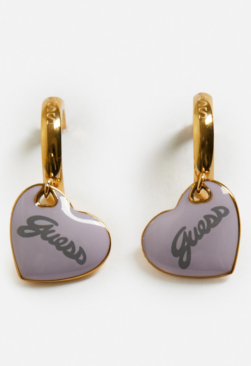 GUESS - Vintage Guess 30Mm Mini Heart Logo Hoops - Gold