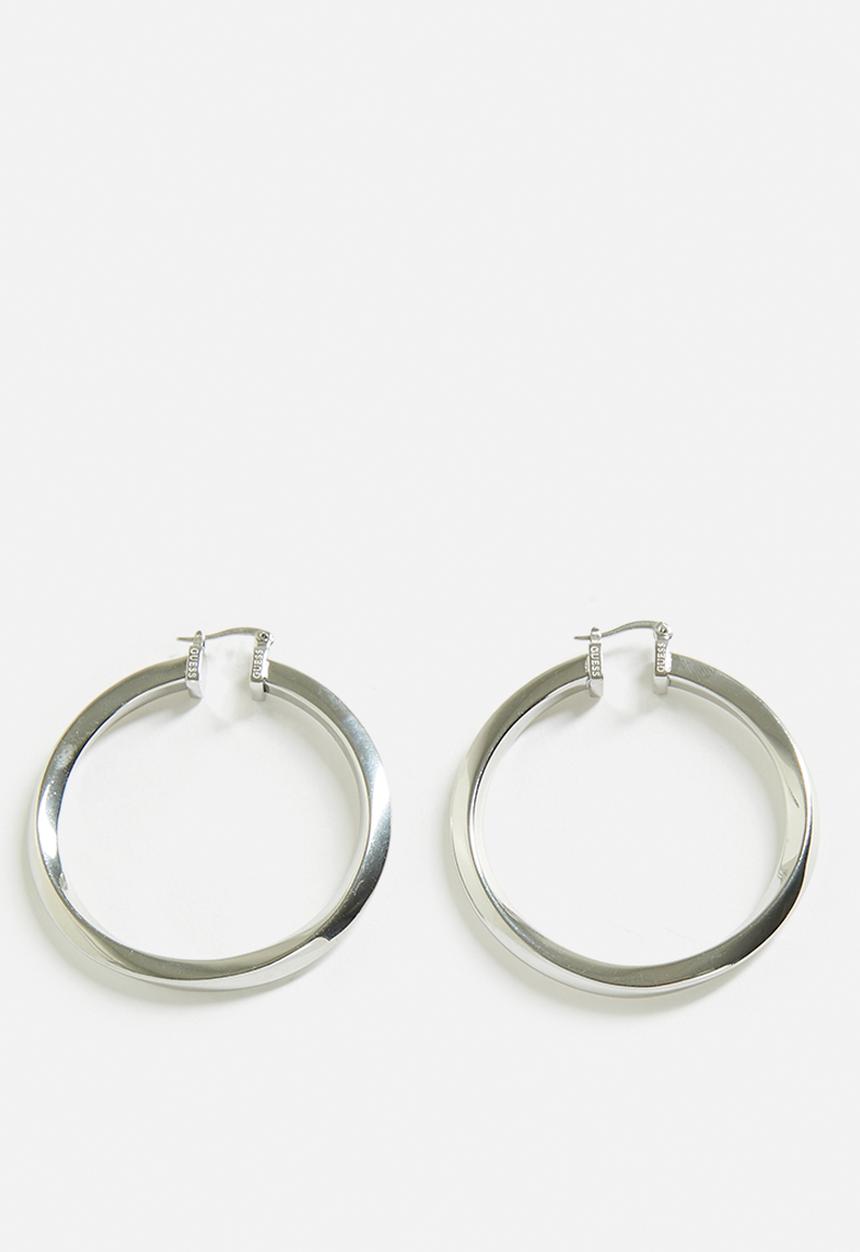GUESS - Hoops Don'T Lie 40Mm Plain Twisted Hoops Rh - Silver