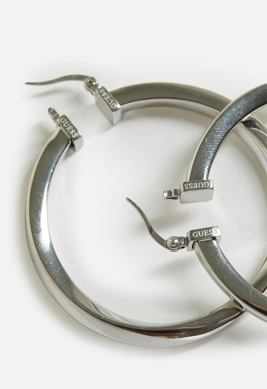 GUESS - Hoops Don'T Lie 40Mm Plain Twisted Hoops Rh - Silver