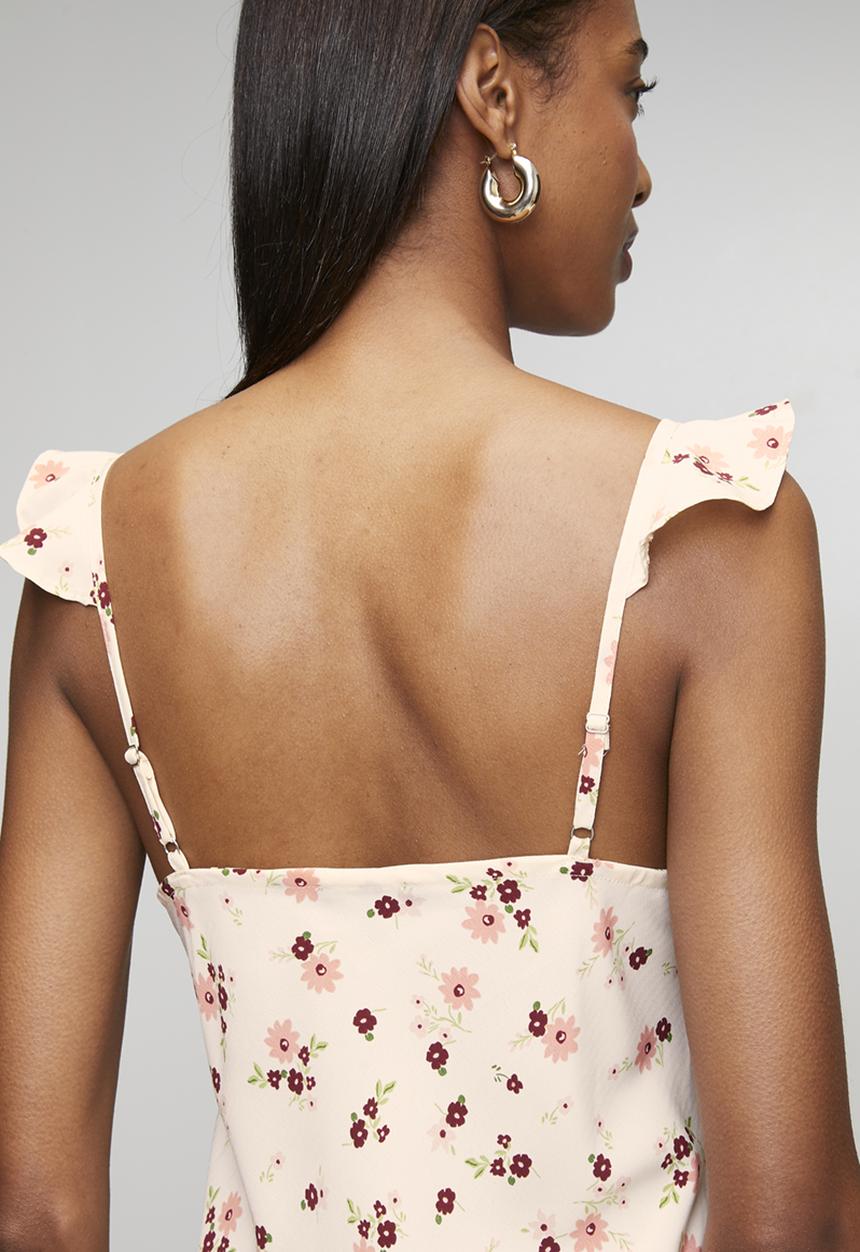 New Look - Ex flrl ruff strappy v midi  - cream