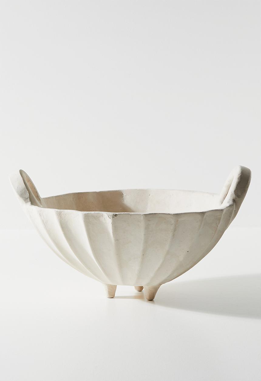 Sixth Floor - Fluted Papermache Decor Bowl - White