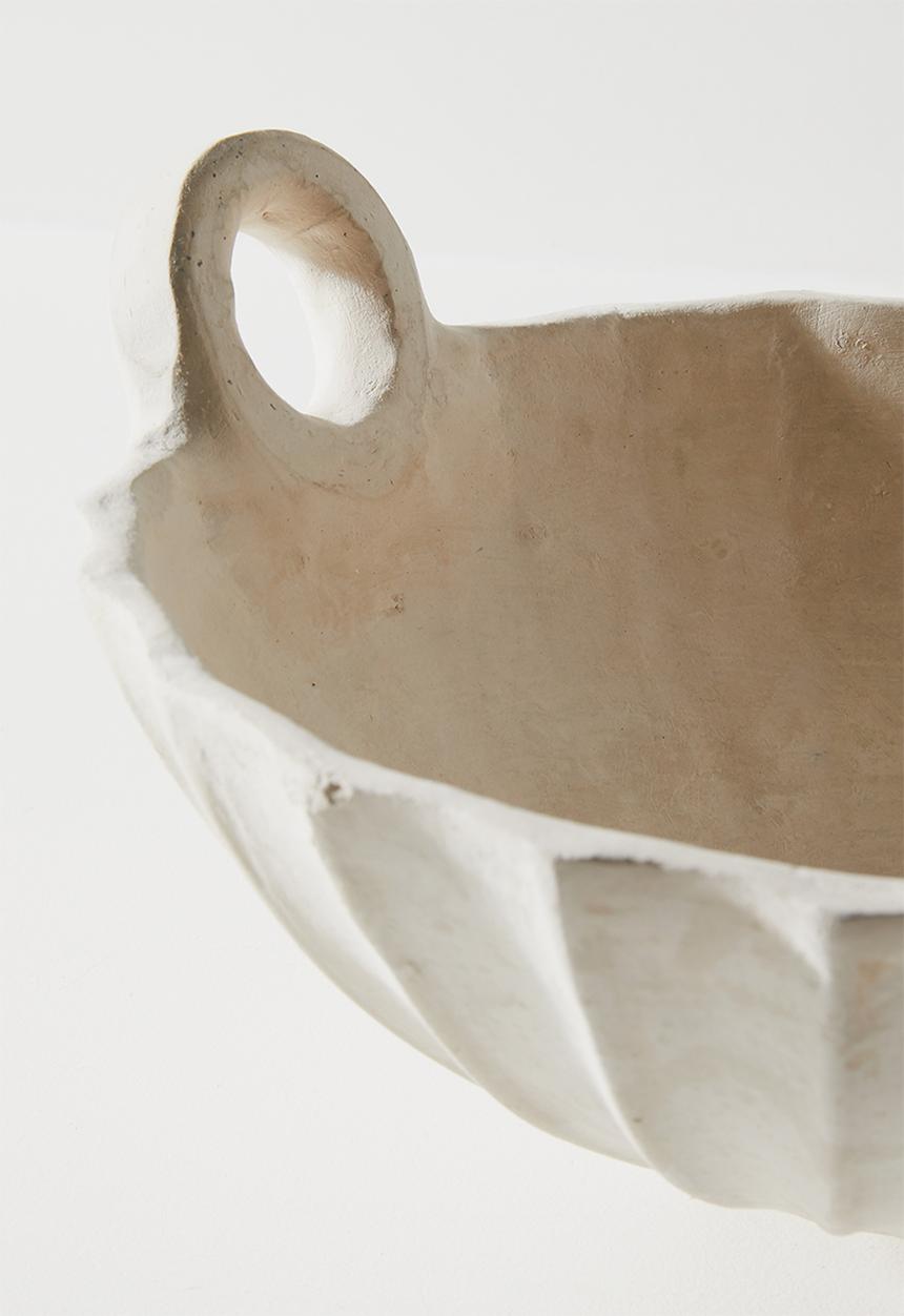 Sixth Floor - Fluted Papermache Decor Bowl - White
