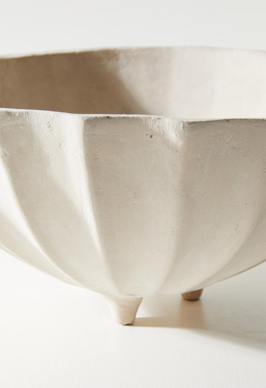 Sixth Floor - Fluted Papermache Decor Bowl - White