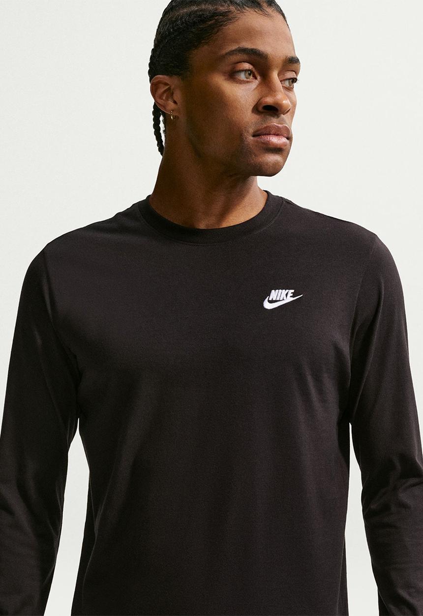Nike - Nsw Club Long Sleeve T-shirt - Black/White