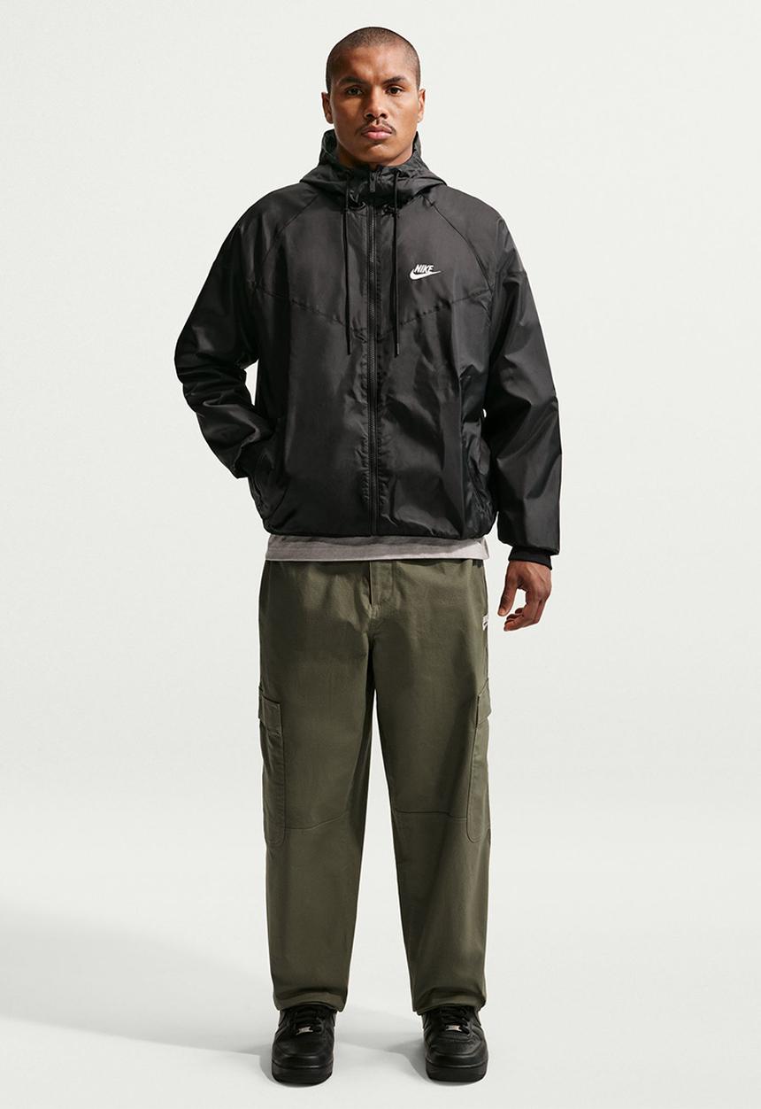 Nike - M nsw he wr hooded woven jacket - black & white