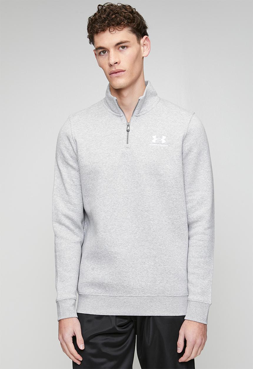 Under Armour - UA Icon Fleece 1/4 Zip - Mod Gray Light Heather /  / White