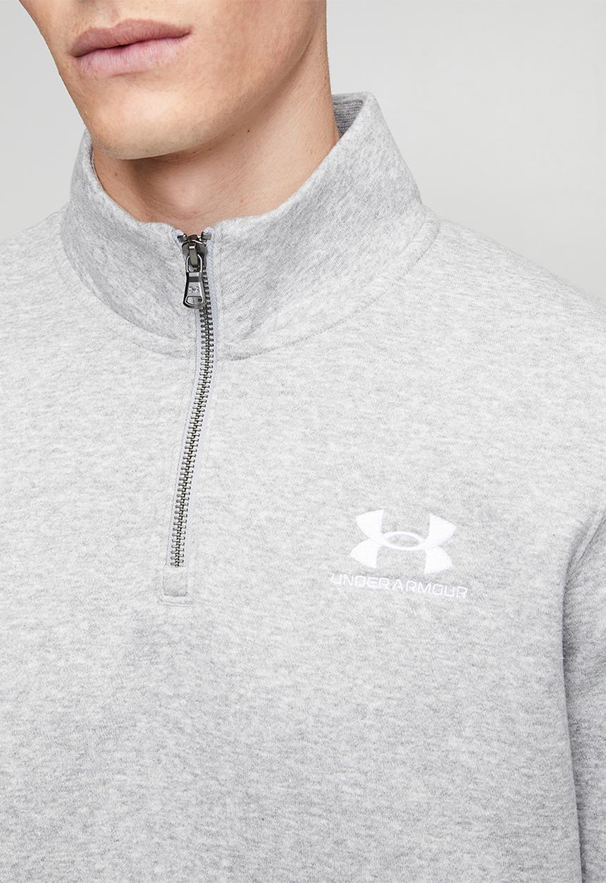 Under Armour - UA Icon Fleece 1/4 Zip - Mod Gray Light Heather /  / White