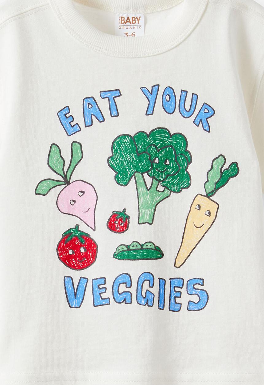 Cotton On - Bobbi Short Sleeve Graphic Tee - Vanilla/Eat Your Veggies