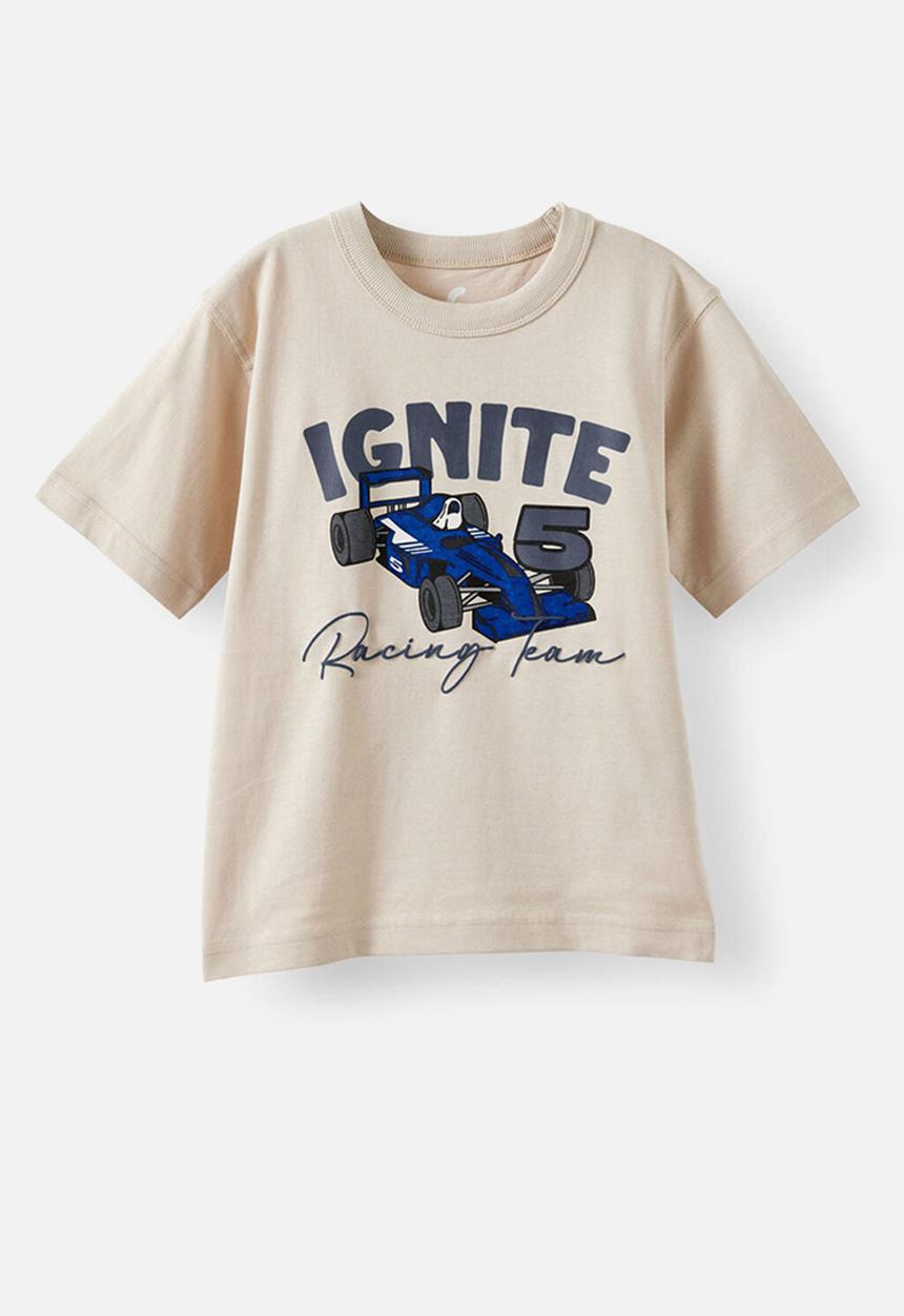 Cotton On - Jonny Short Sleeve Graphic Print Tee - Rainy Day/Ignite