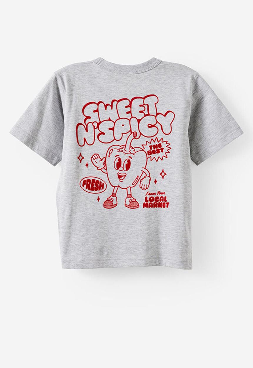 Cotton On - Essentials Graphic Short Sleeve Tee -Grey Marle/Sweet & Spicy