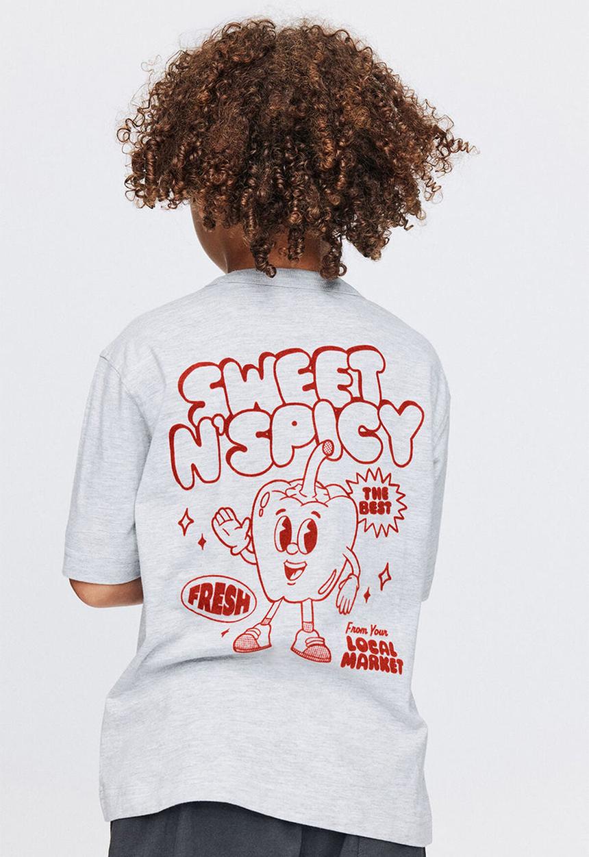 Cotton On - Essentials Graphic Short Sleeve Tee -Grey Marle/Sweet & Spicy