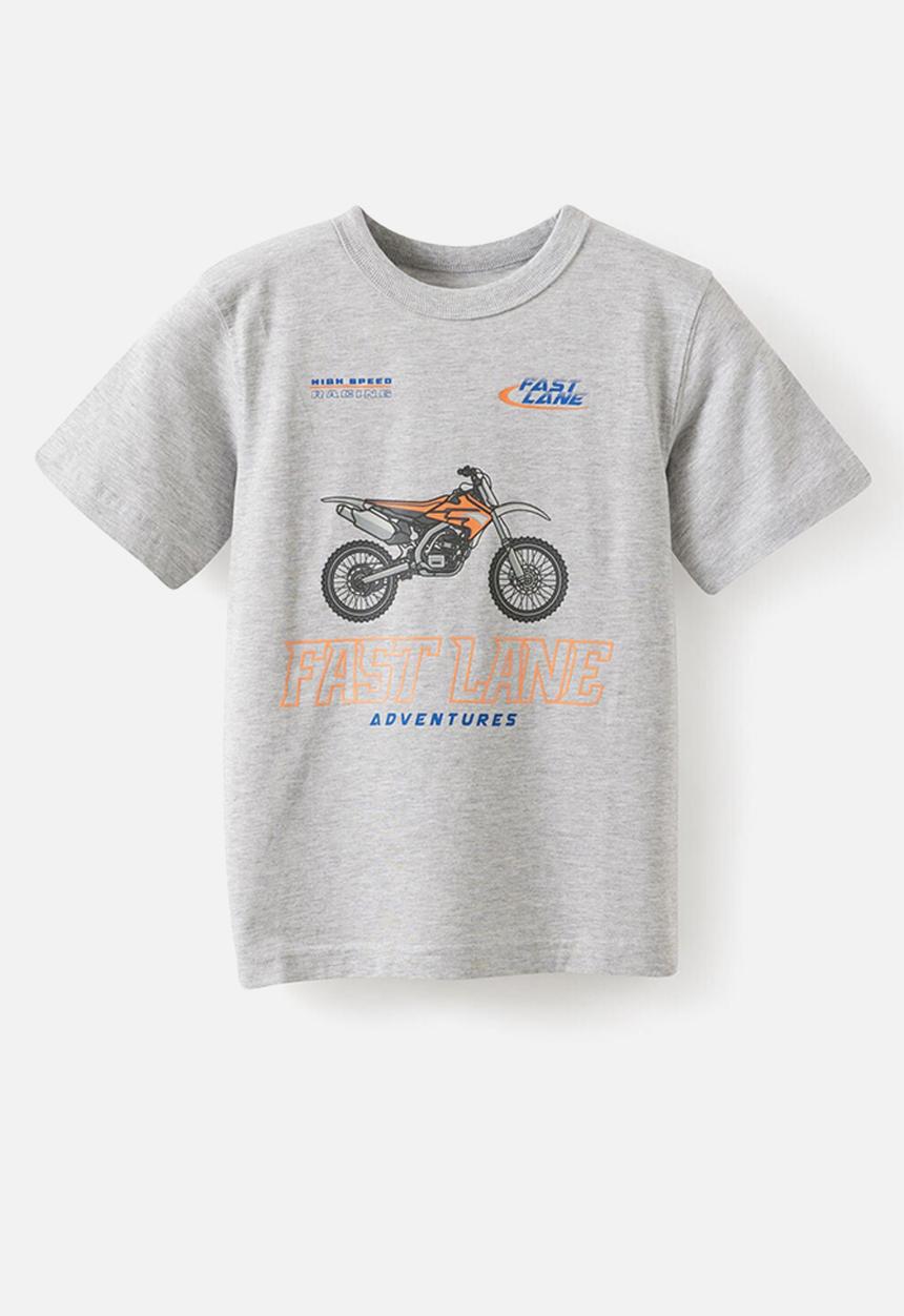 Cotton On - Essentials Graphic Short Sleeve Tee -  Grey Marle/Fast Lane