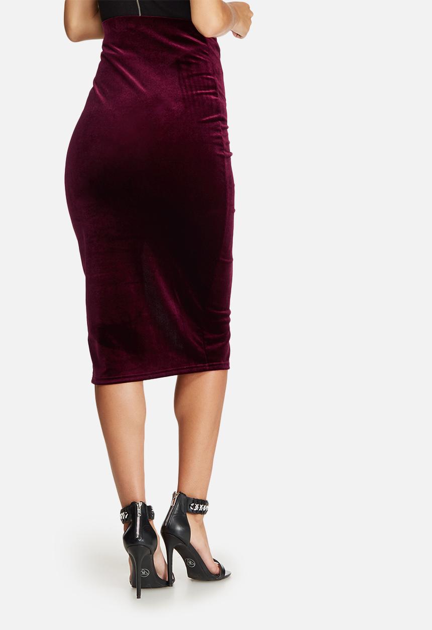 Missguided - Velvet split side midi skirt