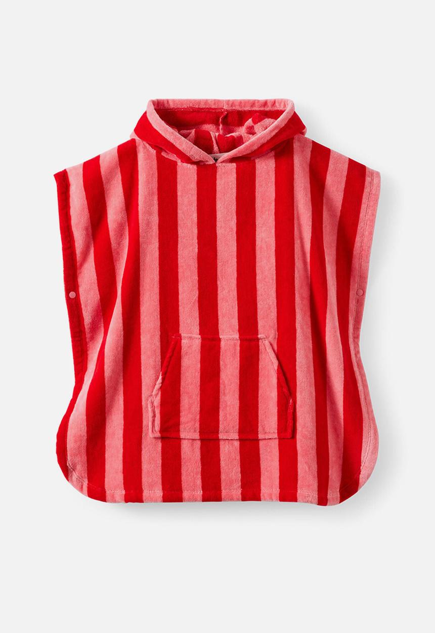 Cotton On - Kids Hooded Towel - Sunkissed/Varsity Red Bold Stripe
