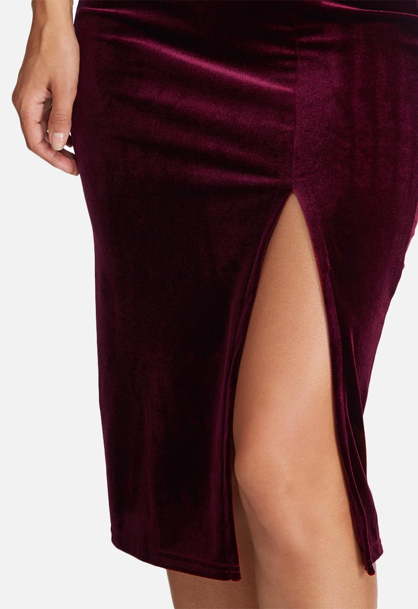 Missguided - Velvet split side midi skirt