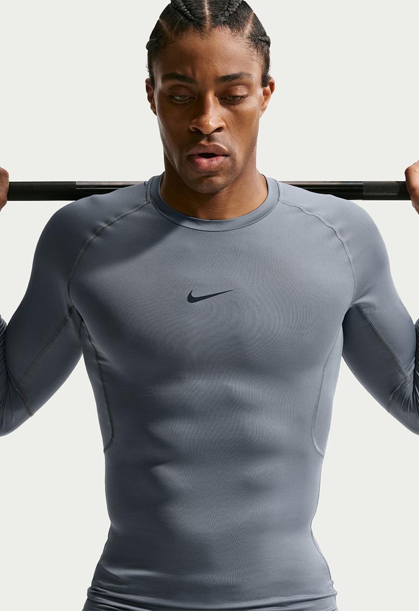 Nike - Pro Dri-FIT Tight Long-Sleeve Fitness Top - Smoke Grey/Black