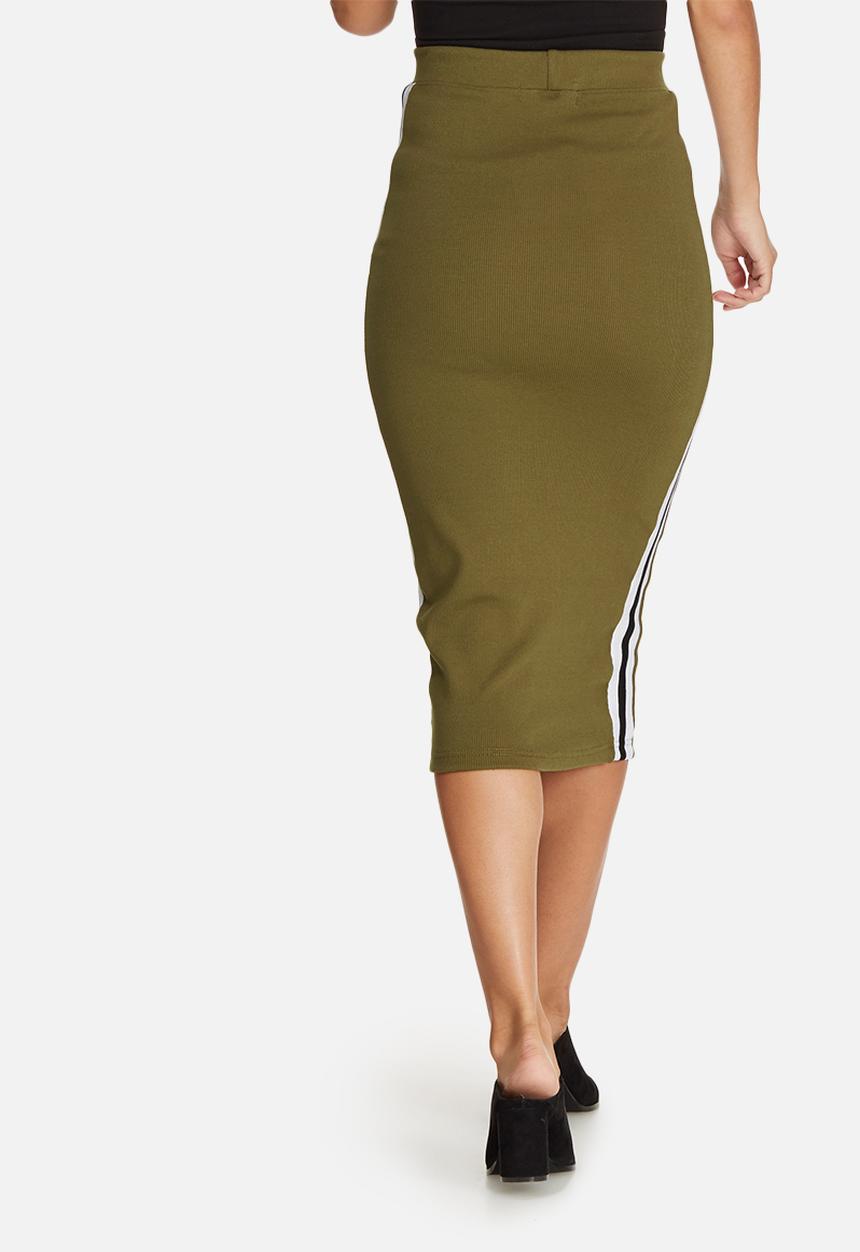 Missguided - Rib side stripe midi skirt