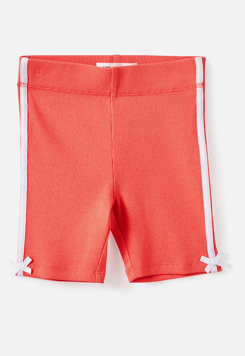 Cotton On - Essential Bike Short  -  Coral Red/Bows