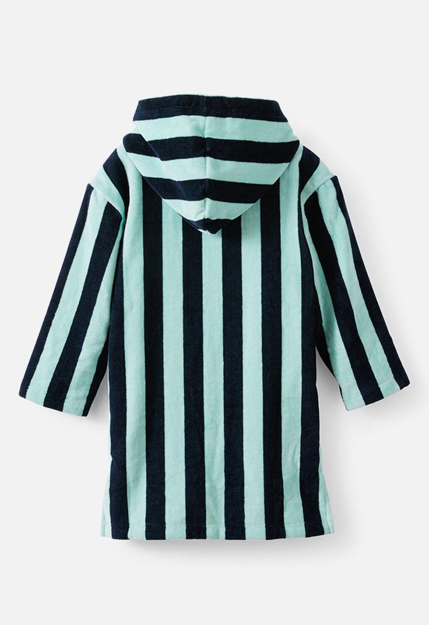 Cotton On - Kids Zip Thru Hooded Towel - Squid Ink/Aquamarine Bold Stripe