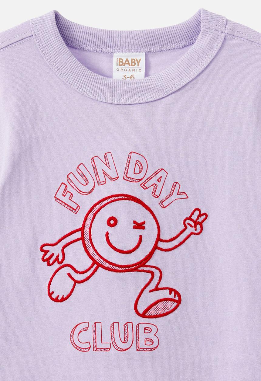 Cotton On - Bobbi Short Sleeve Graphic Tee - Vintage Lilac/Fun Day Club