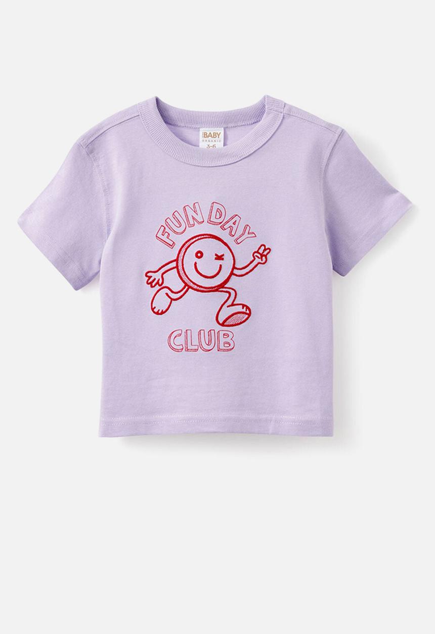 Cotton On - Bobbi Short Sleeve Graphic Tee - Vintage Lilac/Fun Day Club