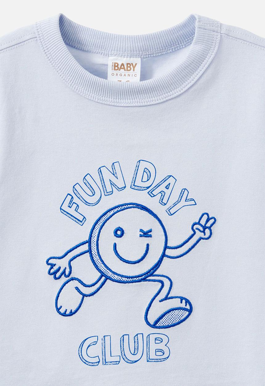 Cotton On - Bobbi Short Sleeve Graphic Tee - Ice Blue/Fun Day Club