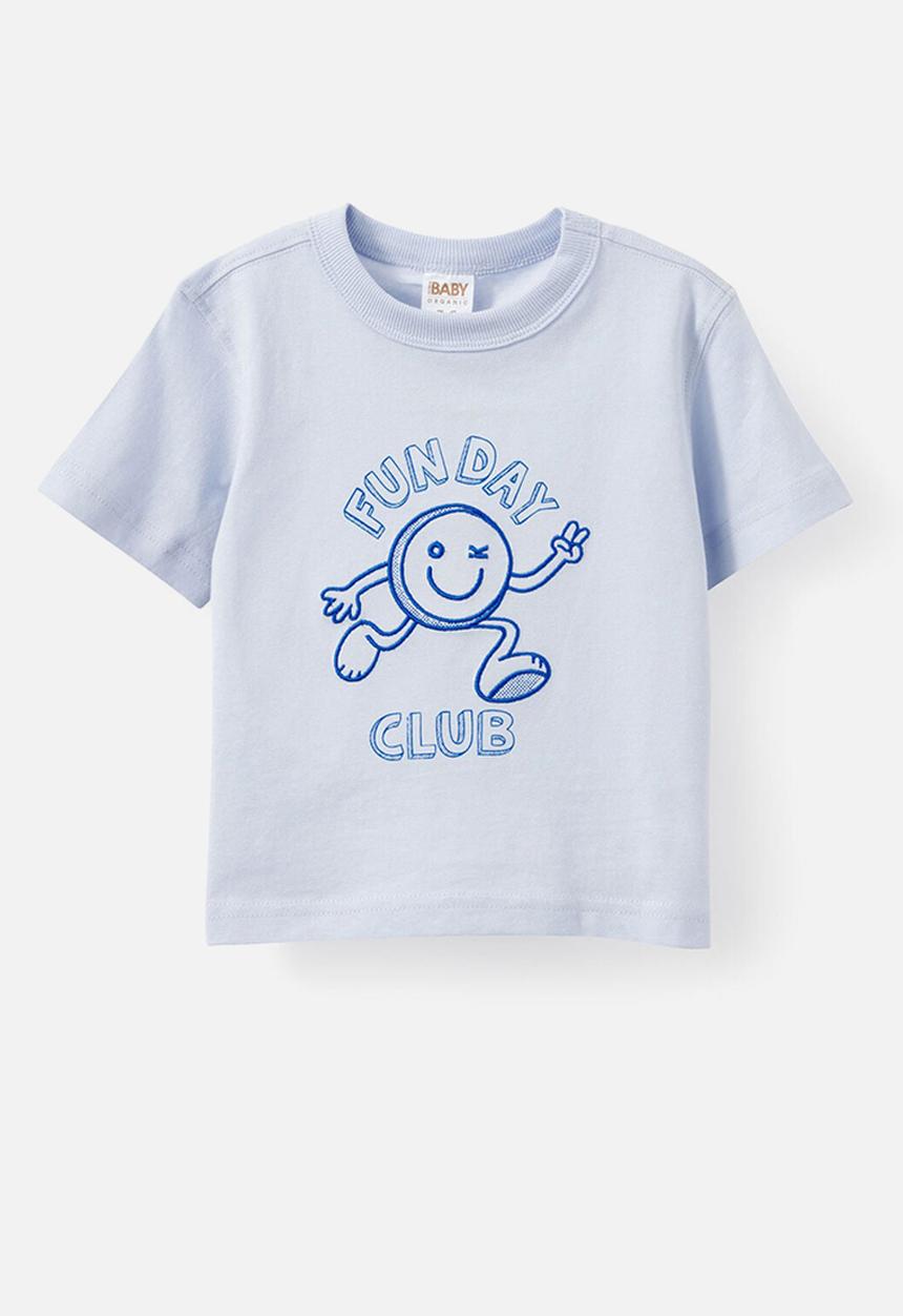 Cotton On - Bobbi Short Sleeve Graphic Tee - Ice Blue/Fun Day Club