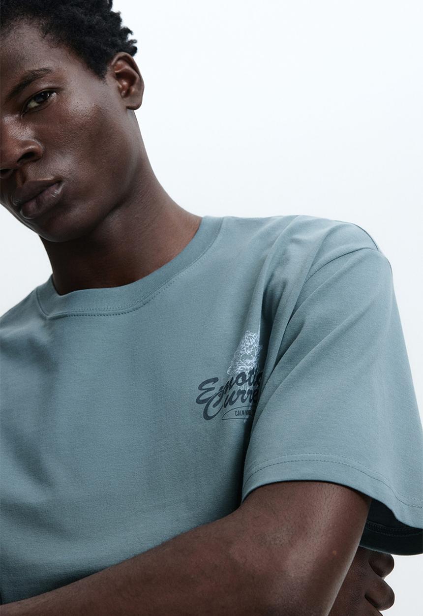 H&M - Loose fit printed t-shirt - turquoise/emotional currents