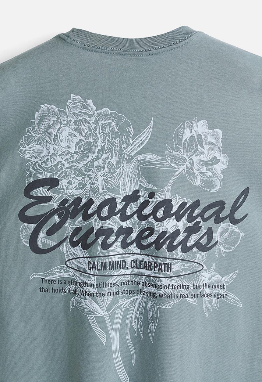 H&M - Loose fit printed t-shirt - turquoise/emotional currents