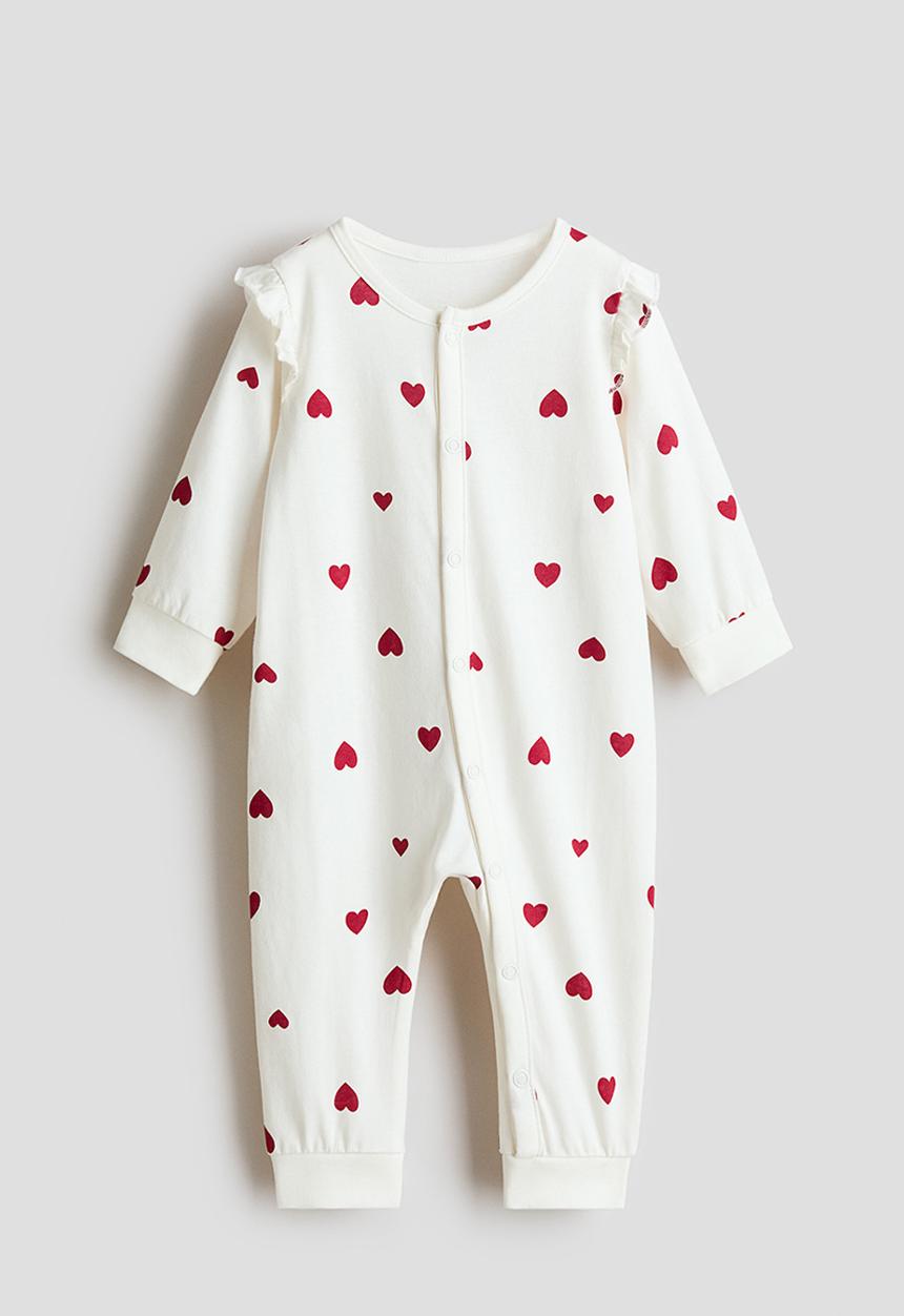 H&M - Patterned sleepsuit - white/hearts