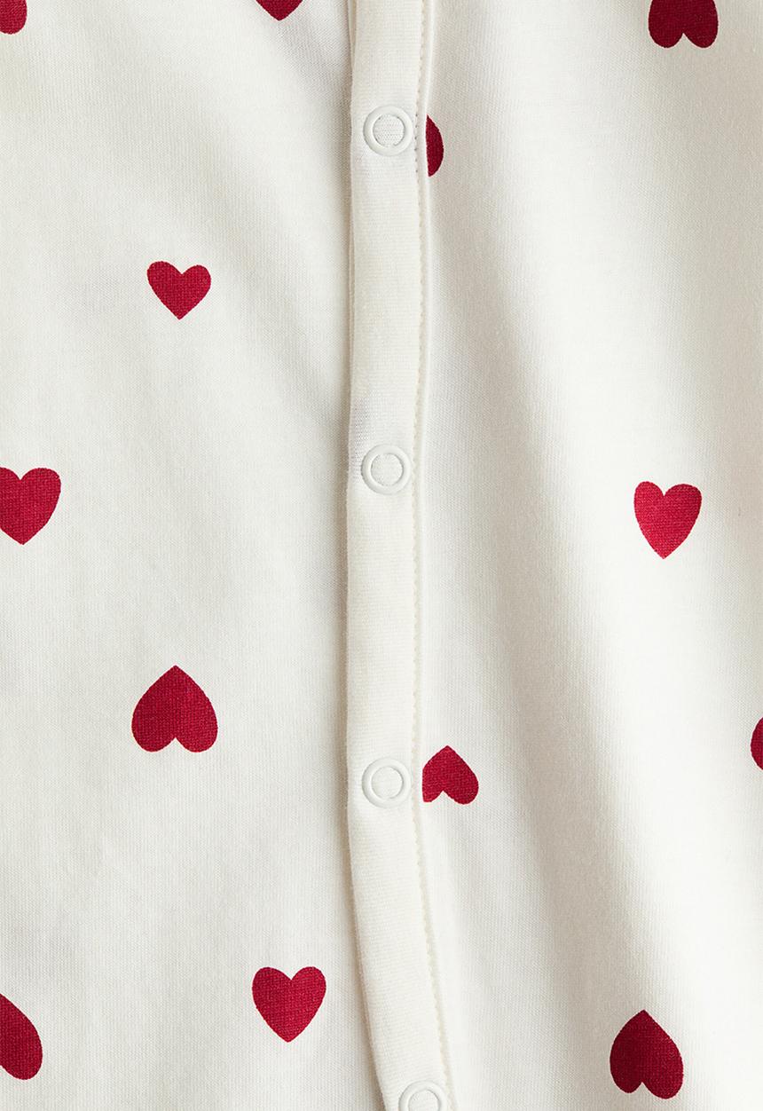 H&M - Patterned sleepsuit - white/hearts
