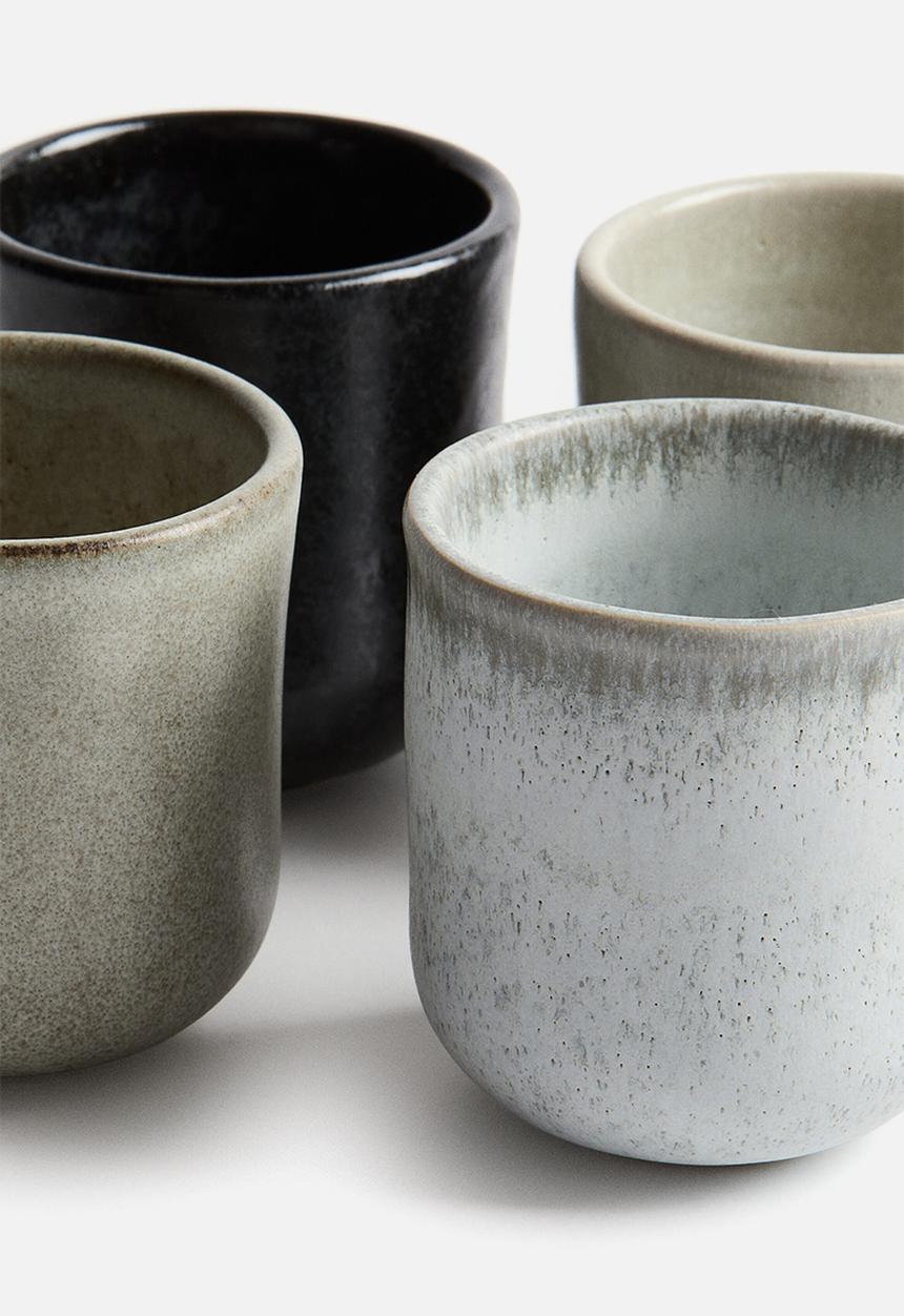 H&M - 4-pack espresso cups - light grey/beige